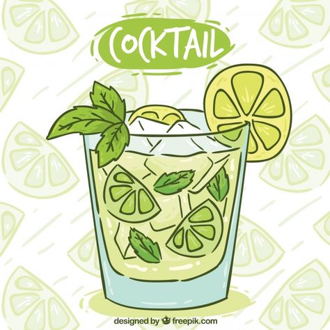 Mojito Background, Mojito Painting, Mojito Drawing, Drinks Drawing, 달력 디자인, Logo Design Inspiration Creative, Cocktail Art, Printable Scrapbook Paper, Food Drawing