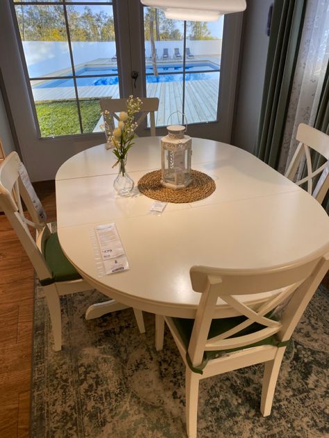 Ingatorp $479 Ingatorp Table Hack, Ingatorp Table Ikea, Ikea Ingatorp Table, Miami House, Round Table Decor, Kitchen Lights, Miami Houses, Oval Table, Idea Board