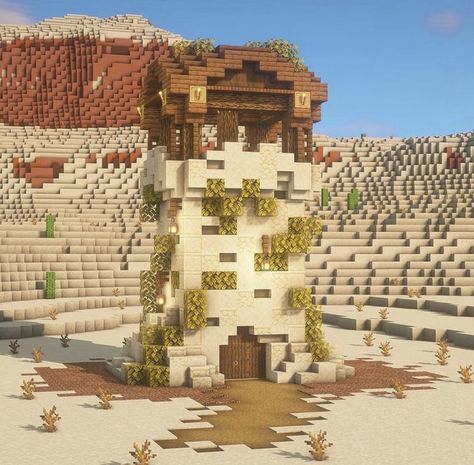 Minecraft Pyramid Base, Minecraft Excavation Site, Minecraft Desert Oasis Builds, Mesa Village Minecraft, Desert Tower Minecraft, Village Hall Minecraft, Sand Village Minecraft, Desert Nether Portal, Minecraft Desert Building Ideas