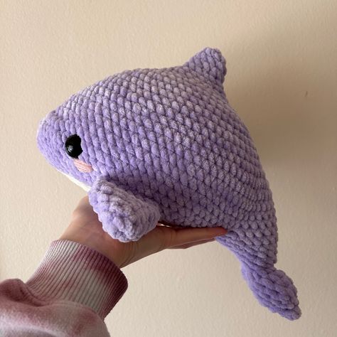 I crocheted a no-sew dolphin! A pattern for this will be made soon and will be available on my website! Dolphin Pattern Crochet, Dolphin Amigurumi Pattern, No Sew Whale Crochet Pattern, Free Crochet Dolphin Pattern, Free Dolphin Crochet Pattern, Crochet Dolphin Free Pattern Amigurumi, No Sew Crochet Plushies, Crochet Amigurumi Free Patterns No Sew, Dolphin Amigurumi Free Pattern