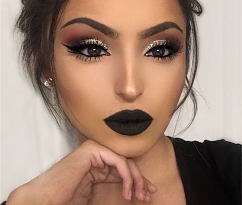 Prom Makeup Looks, Black Lipstick, Beauty Make-up, Makijaż Smokey Eye, Dark Makeup, Maquillage Halloween, Without Makeup, Flawless Makeup, Smokey Eye Makeup