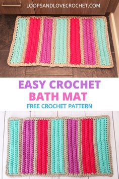 Crochet Bathroom Rug, Crochet Neck Scarf, Easy Crochet Rug, Crochet Bath Mat, Patterned Bathroom, Crocheted Rugs, Crochet Bathroom, Bathroom Things, Crochet Rug Patterns Free