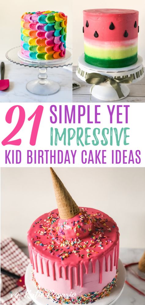 Need cool and creative kid birthday cake ideas? These kid cake ideas are perfect for beginner bakers, and your kids can help too! Each cake design has its own easy to follow tutorial and video to help you succeed. Here's to all the fantastic kid birthday cakes you'll make! #xokatierosario #kidsbirthdaycake #kidcakesideas #buttercreamcake #cakedecoratingtips Kids Cake Ideas, Kid Birthday Cakes, Kid Birthday Cake, Easy Cakes For Kids, Easy Kids Birthday Cakes, Cakes At Home, Cakes For Kids, Diy Birthday Cake, Cake Decorating For Beginners