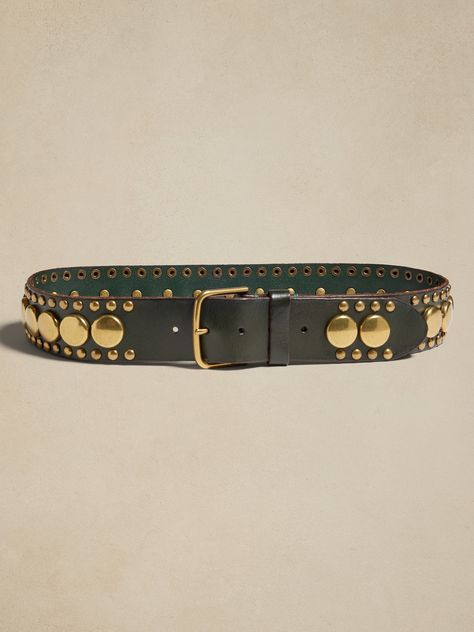 Palmar Studded Leather Belt | Banana Republic Studded Belt Outfit, Free Fall Wallpaper, Trendy Belts, Accessory Inspo, Leather Waist Belt, Women's Belts, Studded Belt, Belt Style, Green Olive