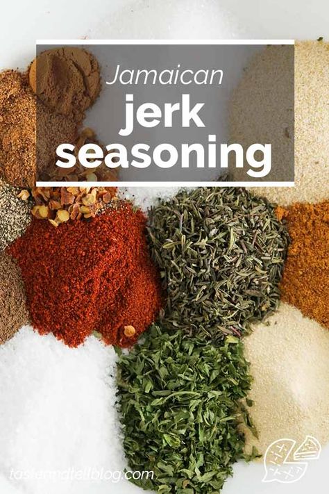 Looking for a way to spice things up? This Jamaican Jerk Seasoning Mix is great on chicken, seafood, vegetables, and even more. #recipe #seasoning #jamaican #spices Jerk Seasoning Recipe, Jamaican Seasoning, Diy Spice Mix, Taste And Tell, Jamaican Jerk Seasoning, Homemade Spice Mix, Spice Blends Recipes, Spice Mix Recipes, Seasoning And Spice