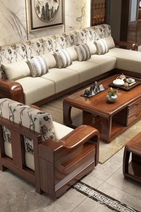 Crafting and Comfort Indoor Modern Sofa Style Ideas Settie Set, Wooden Sofa Set Designs Modern, Sala Set Design, Sofa Wooden, Sofa Design Wood, Wooden Sofa Set Designs, Wooden Sofa Designs, Corner Sofa Design, Modern Sofa Living Room