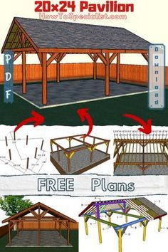 Pavilion Plans, How To Build Steps, Carport Designs, Outdoor Pavilion, Backyard Renovations, Backyard Pavilion, Large Backyard, Backyard Diy Projects, Backyard Projects