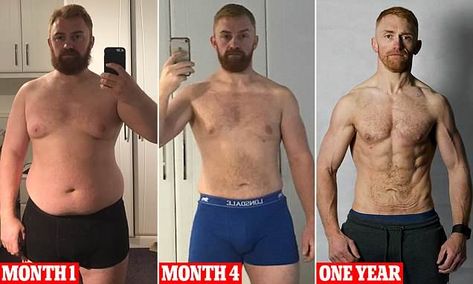 Man reveals his astonishing transformation after shedding SEVEN stone | Daily Mail Online Fat To Fit Transformation, Transformation Du Corps, Weight Transformation, Insanity Workout, Vegan Bodybuilding, Going Vegetarian, Training Motivation, Fat To Fit, Bodybuilding Workouts