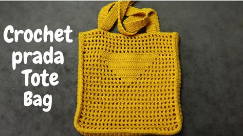 Crochet Prada Inspired Tote Bag Pattern. - Dreamcrochets Crochet Totes, Crochet Tote Bag Pattern, Knitting Bag Pattern, Easy Knitting Projects, Bean Stitch, Mattress Stitch, Crochet Stitches For Blankets, Prada Tote Bag, 4mm Crochet Hook