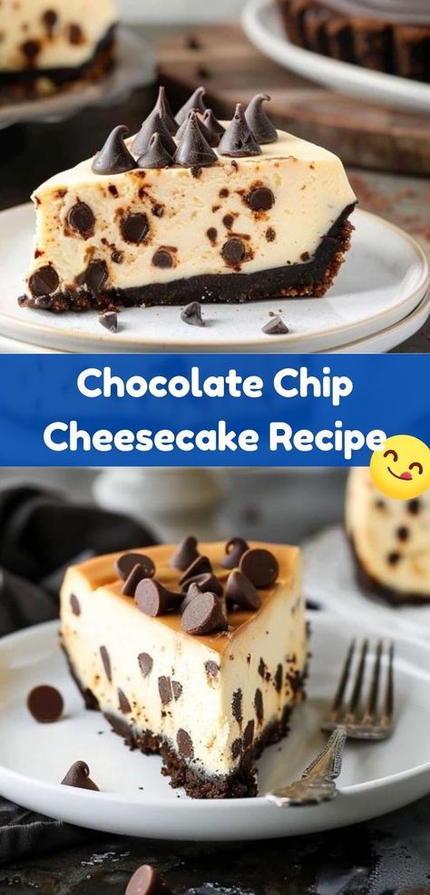 Savor the rich taste of chocolate chip cheesecake. Easy recipe for a creamy, delightful dessert. Chocolate Chip Cheesecake Recipes, Easy Chocolate Chip Cheesecake, Cheesecake Easy Recipe, Cheesecake Easy, Chocolate Chip Cheesecake, Rich Desserts, Dessert Lover, Creamy Cheese, Creamy Chocolate