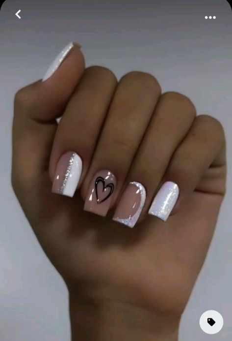 Cute Simple February Nails, Nail Designs Valentines Natural, Wedding Anniversary Nail Designs, Neutral Nail Designs Coffin, Short Work Nail Designs, Gel Nail Manicure Ideas, Valentines Day Nails Glitter, Valentines Gel Nails Ideas, Short Work Nails