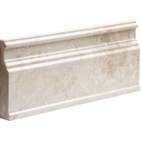 Marble Skirt, Baseboard Trim, Baseboard Molding, Tiles Designs, Tiles Ideas, Living Room Tiles, Base Moulding, Border Tiles, Limestone Tile