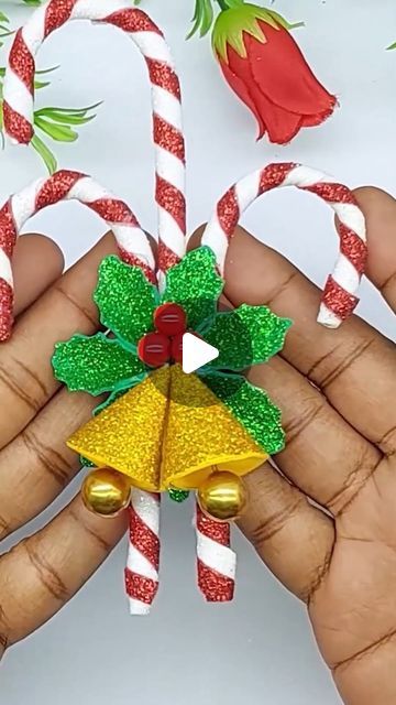 Foam Ornaments, Mini Christmas Ornaments, Crafts Origami, Christmas Paper Crafts, Christmas Bell, Easy Doodle Art, Origami Art, Simple Doodles, Christmas Paper