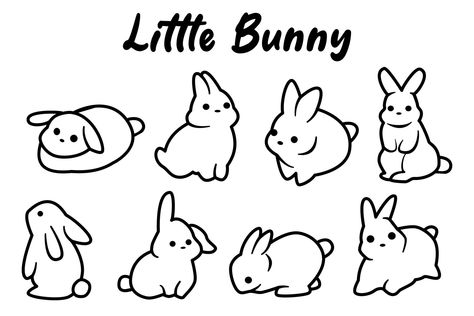 Cute Bunny Doodle Simple, Bunny Line Tattoo, Bunny Doodle Simple, Simple Bunny Drawing, Doodles Bunny, Cute Bunny Doodle, Bunny Drawing Simple, Rabbit Doodles, Rabbit Line Drawing