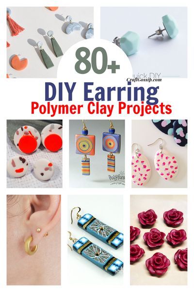 80+ DIY Earrings you can make with Polymer Fimo Clay. #clay #fimo #polymerclay #earrings #jewelry Clay Earrings Diy Tutorials, Polymer Clay Earring Ideas, Clay Earring Ideas, Diy Polymer Clay Earrings, Polymer Clay Projects Diy, Make Polymer Clay Earrings, Easy Polymer Clay, Diy Polymer Clay, Fork Bracelet