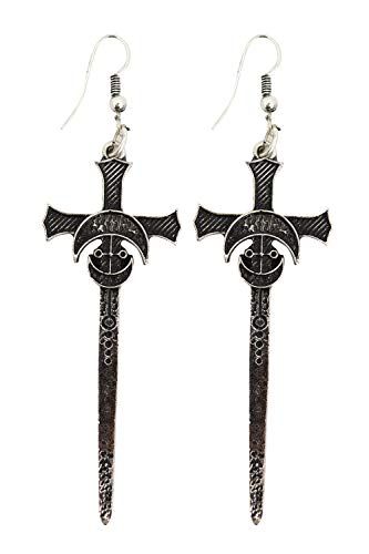 Emo Earrings, Silver Clothing, Pretty Ear Piercings, Occult Symbols, Jewelry Gothic, Gothic Earrings, Vibe Clothes, Fantasy Jewelry, Gothic Jewelry