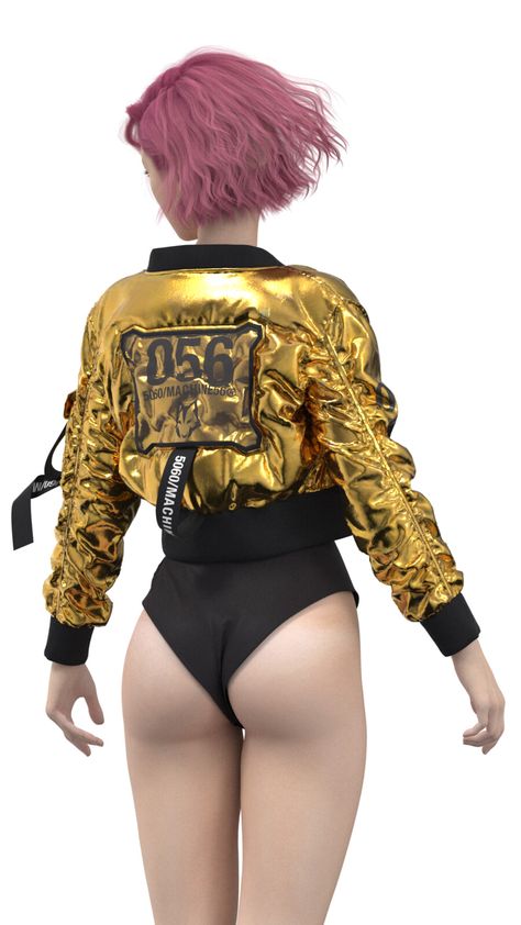 Jacket Back Design, Jacket Reference, 3d Clothes, Clo 3d, 3d Karakter, Female Jacket, Cyberpunk Girl, Female Pose Reference, Cyberpunk Aesthetic