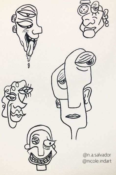 Abstract People Drawing, Drawn Tattoo Ideas, White Ink Face Tattoo, Weird Art Ideas, Weird Faces Drawing, Weird Drawing Ideas, Drawing With Ink, Weird Face, Faces Art