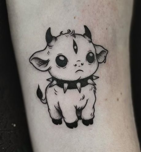 Gothic Taurus Tattoo, Cryptic Tattoo Ideas, Picture To Burn Tattoo, Matching Tattoos Creepy, Dark Cute Tattoos, Small Creepy Tattoo Ideas, Gothic Bunny Tattoo, Gothic Simple Tattoo, Gothic Linework Tattoo