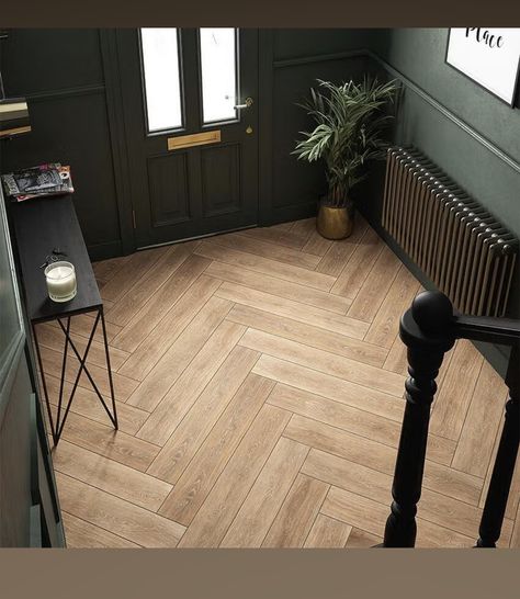 Tile Giant, Hall Tiles, Entrance Hall Decor, Victorian Hallway, Hall Flooring, Herringbone Wood Floor, Tiled Hallway, Hallway Flooring, Hallway Designs