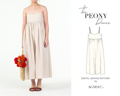 Peony Dress, Gathered Maxi Dress, Summer Dress Patterns, Simple Summer Outfits, Diy Sewing Clothes, Maxi Robes, Dress Sewing Pattern, Dress Sewing, Dress Sewing Patterns