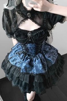 Goth Blue Outfit, Dark Or Light Outfit, Black And Blue Prom Dress, Black Blue Outfit, Dark Dresses, Jet Pack, The Dark Night, The Sith, Style Gothic