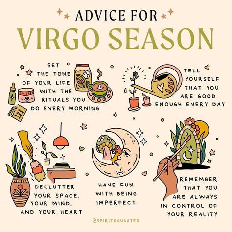 Spirit Daughter on Instagram: "Welcome to Virgo season! 🪴 Tag your favorite Virgo below ♍️ #virgoseason #advice #zodiac #astrology" Virgo Season Is Here, Full Moon July, Capricorn Full Moon, Virgo Szn, Virgo Style, Virgo Emotions, Virgo Things, Spirit Daughter, Witches Art