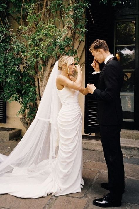 ✨ Our wedding day was pure magic ✨ I feel like the luckiest bride. I walked down the aisle in my classic Hollywood wedding dress, surrounded by luxury florals and love. 💕 Our classic wedding theme with a touch of glam made the day unforgettable. If you want classic wedding ideas, bridal bun inspo, glam bridal makeup looks, and a big dance party reception, tap to see more of our California wine country wedding! | first look photo Classic Hollywood Wedding, Hollywood Wedding Dress, Classic Wedding Theme, Classic Wedding Ideas, Glam Bridal Makeup, Delaney Childs, Classic Wedding Themes, Aesthetic Vogue, Party Reception