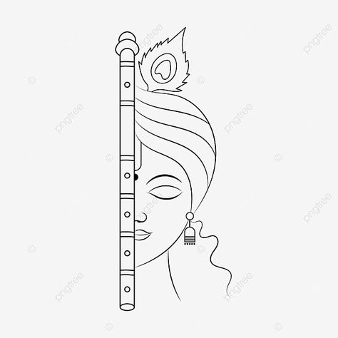 Outline Drawing For Painting, Krishna Drawing Simple Easy, Krishna Janmashtami Art And Craft, Shri Krishna Mandala Art, Small Krishna Drawing, Krishna With Flute Drawing, Shri Krishna Drawing Sketch, Shri Krishna Drawing Easy, How To Draw God