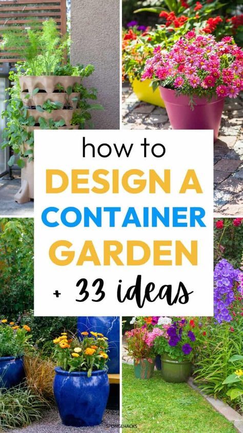 Garden Ideas Small Backyard, Landscape With Potted Plants, Potted Garden Ideas, Patios Ideas, Vertical Container Gardening, Potted Plants Patio, Raised Gardens, Balcony Gardening, Container Planting