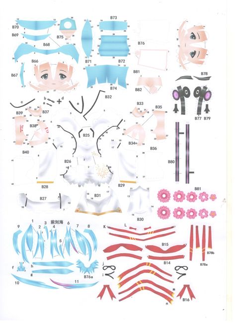 Paper Figure Template Miku, Sakura Miku Papercraft Template, Paper Figures Papercraft, Miku Papercraft Template, Paper Figures Anime, Cutecore Crafts, Vocaloid Papercraft, Paper Figure Template, Miku Papercraft