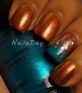 Nails Coral, Copper Nails, Teal Nails, Turquoise Nails, Super Nails, Accent Nails, Fancy Nails, Gold Nails, Love Nails