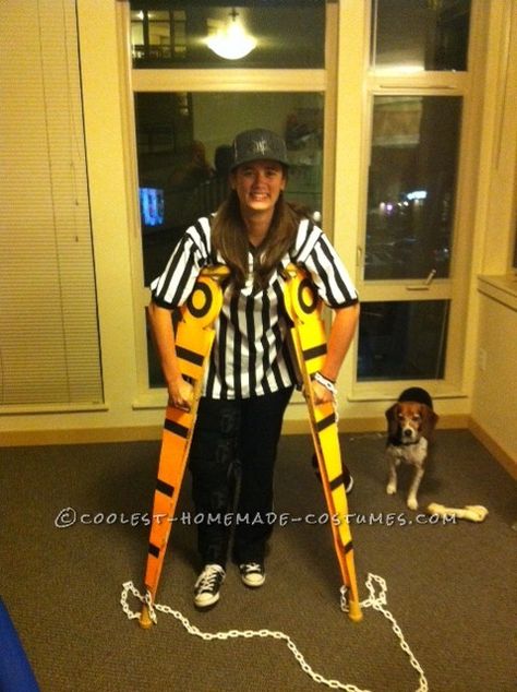 About a month before Halloween I had to have knee surgery so I had to have crutches for my Halloween costume and had to get a little creative. I decided to be the referees on the side line that measure the 10 yards for the downs. I turned my crutches into the polls and even ... Read more The post Creative Football Referee Costume with “Measuring” Crutches appeared first on Coolest Homemade Costumes. Referee Costume, Football Referee, My Halloween Costume, Homemade Costumes, Knee Surgery, Scary Costumes, Halloween This Year, Broken Leg, Gifts For Photographers