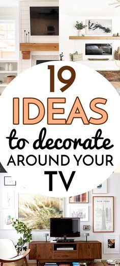 Tv Stand Mirror, Decoration Over Tv, Wall Hanging Tv Ideas, How To Decorate Over A Tv, Tv Cabinet Styling Ideas, Tv Wall Ideas With Shelves, Pictures Above Tv Ideas, Hanging Pictures Around Tv, Tv Wall With Shelves On Both Sides