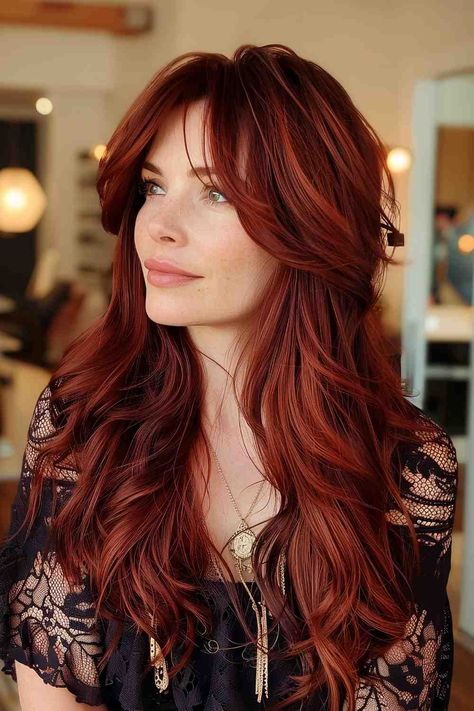 The Best Long Haircuts of 2024 Long Shag Haircut Red Hair, Long Red Shag Haircut, Long Thick Hair Styles For Women, Long Red Hair With Layers, Dark Red Hair With Layers, Long Red Hair With Bangs, Nurse Hair, Best Long Haircuts, Layered Bangs