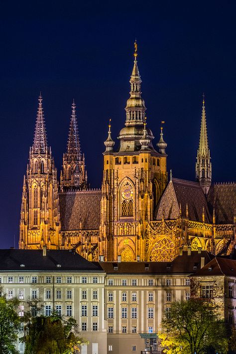 Southern view of #Prague Castle - St. Vitus Cathedral, Czech Republic www.svasek.eu St Vitus Cathedral, St Vitus, Cesky Krumlov, Prague Travel, Prague Castle, Prague Czech Republic, Prague Czech, Beautiful Castles, The Cathedral