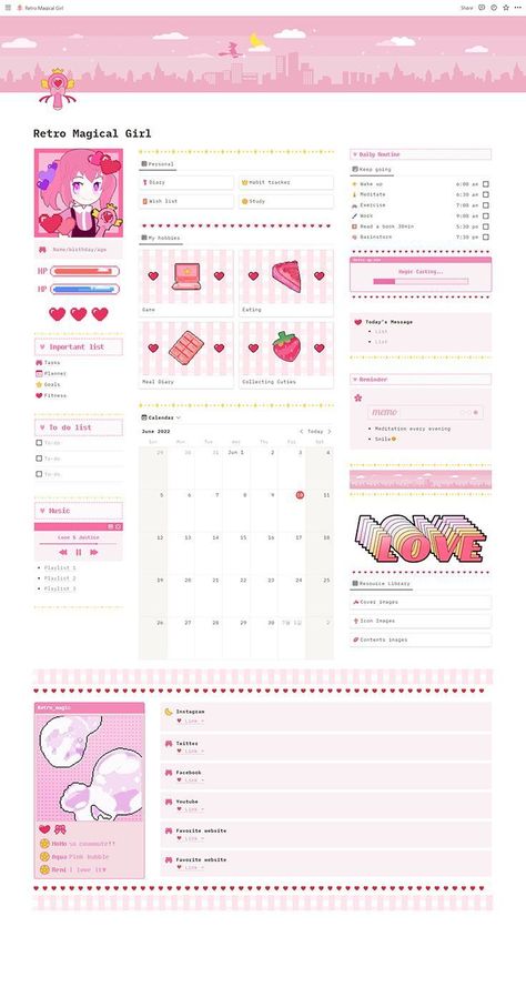 notion template not mine Pink Aesthetic Pixel, School Planner Template, Study Calendar, Planner Goals, Life Planner Organization, Diary Journal, School Planner, Social Media Planner, Notion Template