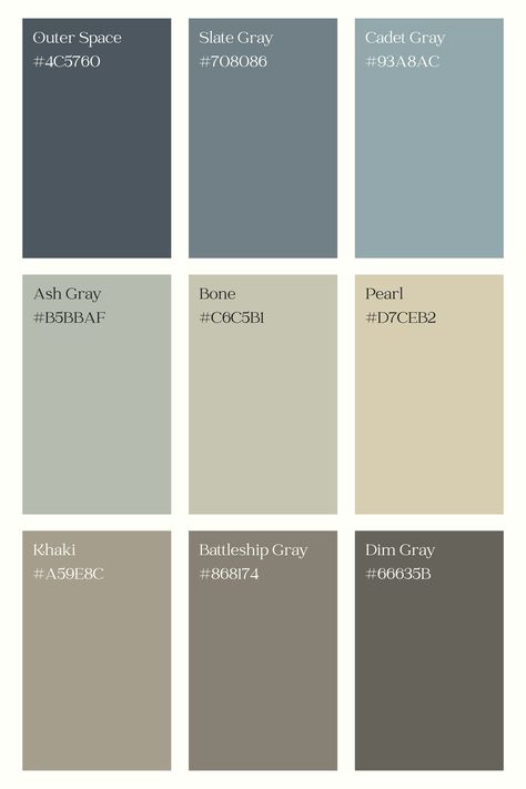 neutral toned color palette by Mrs. Ivory. #ColorPalettes #ColourPalettes #BlueColorPalette #NeutralColorPalette #ColorDesign #GraphicDesign Colour Palette Cool Tones, Taupe Blue Color Palette, Blue Grey White Brown Color Palette, Neutral Color Palette For Office, Sherwin Williams Paint Color Palettes, Earth Tone House Colors, Gunmetal Color Palette, Ivory Bedroom Ideas Color Palettes, Brown Tone Color Palette