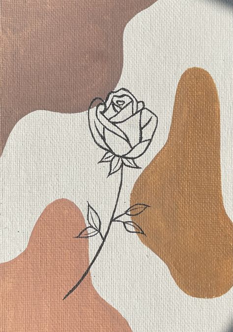 Black Outline Painting, Rose Canvas Painting Easy, Aesthetic Rose Painting, Painting Roses Easy, Simple Rose Painting, Rose Painting Easy, Easy Rose Painting, Outline Painting, Habit Ideas