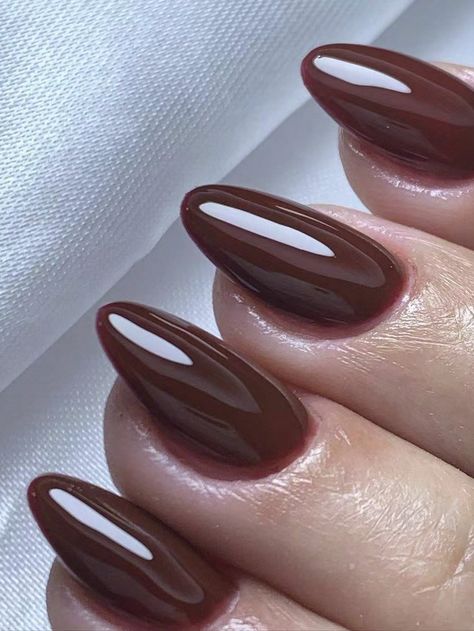 Coffee Brown  Collar    Bare Nails Embellished   Beauty Tools Coffee Almond Nails, Coffee Color Nails, Uñas Color Cafe, Bare Nails, Solid Color Nails, Short Press On Nails, Coffee Nails, Nagel Tips, Nail Type