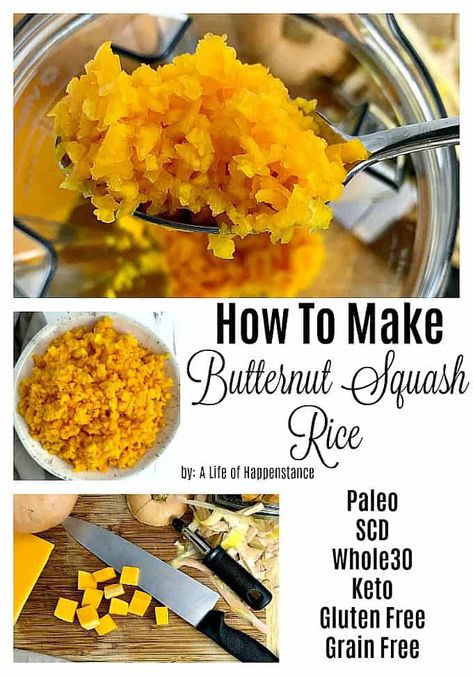 How To Make Butternut Squash Rice (SCD, Paleo, and Gluten Free) Butternut Squash Rice, Primal Diet Recipes, Paleo Side Dishes, Specific Carbohydrate Diet, Carb Alternatives, Cooking Recipes Healthy, Paleo Lunch, Gluten Free Grains, Paleo Dinner