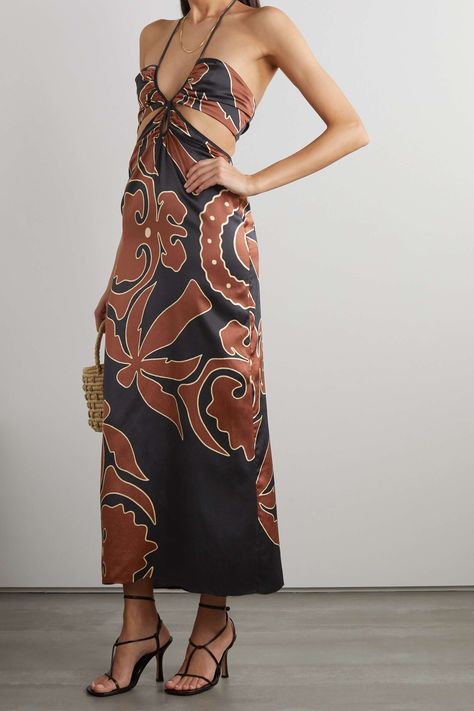 Etnic Pattern, Johanna Ortiz Dresses, Strappy Maxi Dress, Johanna Ortiz, Colored Denim, Net A Porter, Silk Satin, Silk Printing, Women Collection