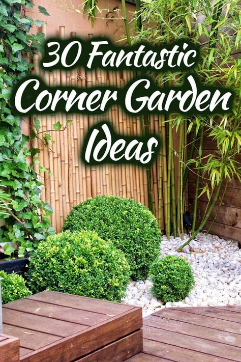 Corner Landscaping, Garden Ideas Uk, Corner Garden Ideas, Shade Garden Design, Landscaping Inspiration, Corner Garden, Bamboo Garden, Fence Landscaping, Creative Gardening