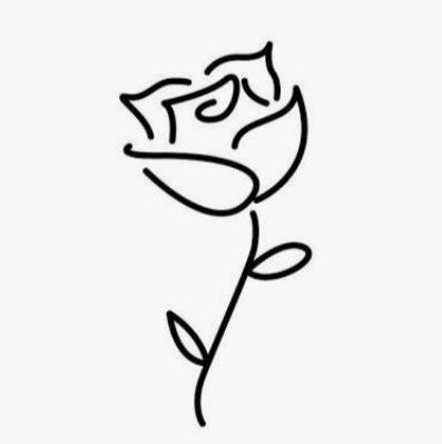 Easy Rose Doodle, Rose Doodle Simple, Easy Rose Tattoo, Rose Simple Drawing, Easy Rose Drawing Simple, Roses Drawing Simple, Simple Flower Drawing Easy, Doodle Minimalist, Simple Rose Drawing