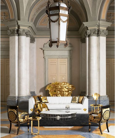 Versace Home Decor, Versace Furniture, White Leather Couch, Armani Hotel, Versace Home, Bad Design, Crystals In The Home, Design Del Prodotto, Luxury Home Decor