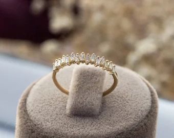 Elise on Etsy Baguette Diamond Ring, Gold Stacking Ring, Eternity Ring Gold, Baguette Diamond Rings, Baguette Ring, Diamond Solitaire Necklace, Half Eternity Ring, Gold Ring Stack, White Gold Necklaces