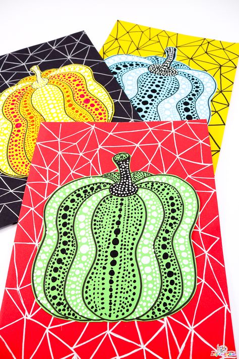 Explore the vivid world of Kusama-inspired pumpkin art and learn how to draw pumpkin's just like Kusama. A stunning art project for kids of all ages that fits into Autumn, Halloween and Thanksgiving art lesson plans. rnrnComplete with a printable how to draw guide and pumpkin templates. Thanksgiving Kids Art Projects, Art Ideas For Classroom, Pumpkins Art Projects For Kids, Junior Art Ideas, Thanksgiving Art Projects For Teens, Fall Elementary Art Lessons, 4th Grade Art Projects Fall, Yayoi Kusama Pumpkin Art Lesson For Kids, Abstract Pumpkin Painting