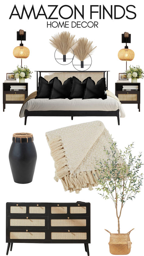 boho home decor I boho bedroom I guest bedroom         #boho #guestbedroom #guestroomdecor #homedecor #bedroomdecor #amazonfinds #amazonhome #ad #blackbedroom Afrocentric Boho Bedroom, Amazon Guest Bedroom, Amazon Boho Bedroom, Guest Bedroom Boho, Afro Boho Bedroom, Beige And Black Bedroom Ideas, Afro Boho Decor, Beige And Black Bedroom, Afro Boho