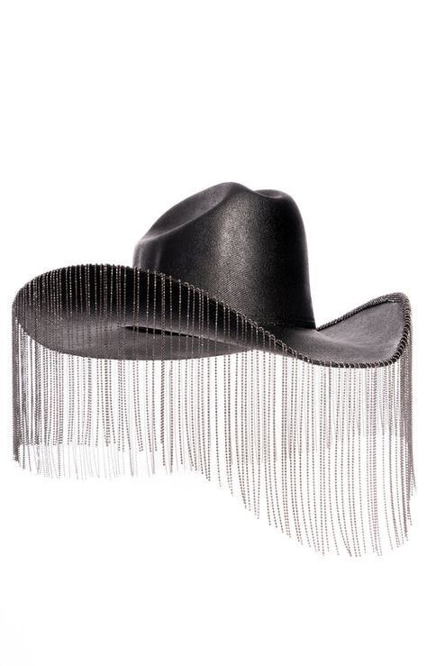 The American Spirit is the closet staple. Hard canvas cowboy hat veiled in 8 inches of gunmetal beaded fringe. Hats are manufactured in Mexico and details added by hand in the Wild Wild West Hollywood, CA. 70s Clown, Red Cowboy Hat, Dress Png, Black Cowboy Hat, Veiled Hats, Cowboy Baby, Red Fringe, Wild Wild West, Black Cowboy