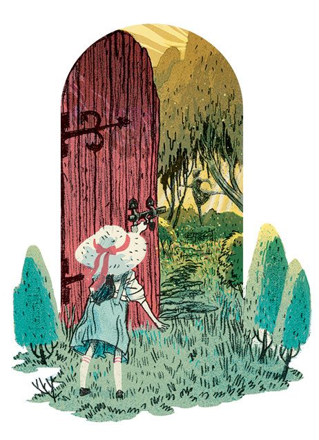 Secret Garden Door, Garden Illustration, Garden Drawing, Picture Books Illustration, Book Illustration Art, Book Posters, Fairytale Art, Childrens Illustrations, Children's Book Illustration